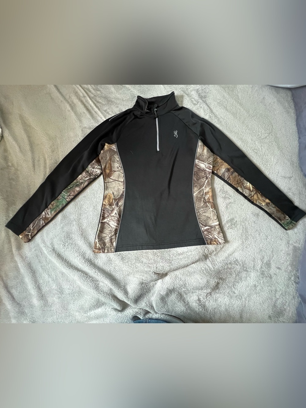 Browning Black with Brown Camo Long-Sleeve Quarter-Zip Rash Guard